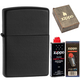 Фото Комплект Zippo Зажигалка 218 CLASSIC black matte + Подарочная упаковка + Бензин + Кремни