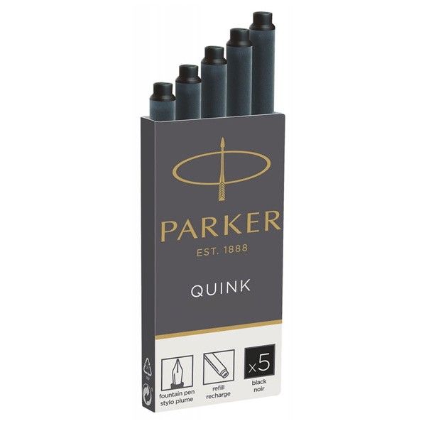 Подарочные картриджи Quink для перьевых ручек Parker Черные 11 410BK