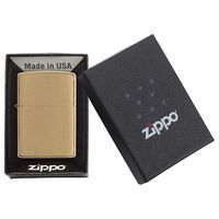 Комплект Zippo Зажигалка 204B CLASSIC brushed brass + Бензин + Кремни в подарок + Чехол с прорезью LPTBK