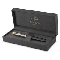 Перьевая ручка Parker SONNET 17 Metal and Black Lacquer GT FP18 F