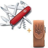 Комплект Victorinox Нож Huntsman Red 1.3713 + Чехол для ножа универсальный на липучке + Фонарь