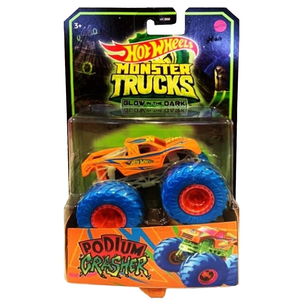 Машинка Hot Wheels Monster Trucks Glow In The Dark Podium Crasher HCB50-11