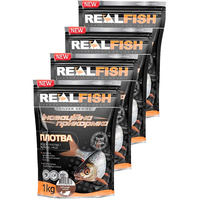 Фото Набор Прикормка Real Fish Плотва Кориандр-арахис 1 кг 4 упаковки 4820026883762