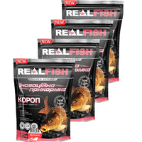 Фото Набор Прикормка Real Fish Карп Клубника 1 кг 4 упаковки 4820026882659