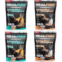 Фото Набор прикормок Real Fish Лещ Шоколад 1 кг 2 упаковки+Плотва Кориандр-арахис 1 кг 2 упаковки