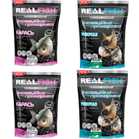Фото Набор прикормок Real Fish Карась Часник 1 кг 2 упаковки+Универсал Специи 1 кг 2 упаковки