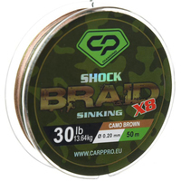 Шок-лидер Carp Pro Diamond Shock Braid PE X8 30lb 50м 0.20мм Camo Brown CP1630-8-50